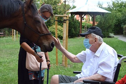 Setkání klientů s terapeutickým koněm Sagim